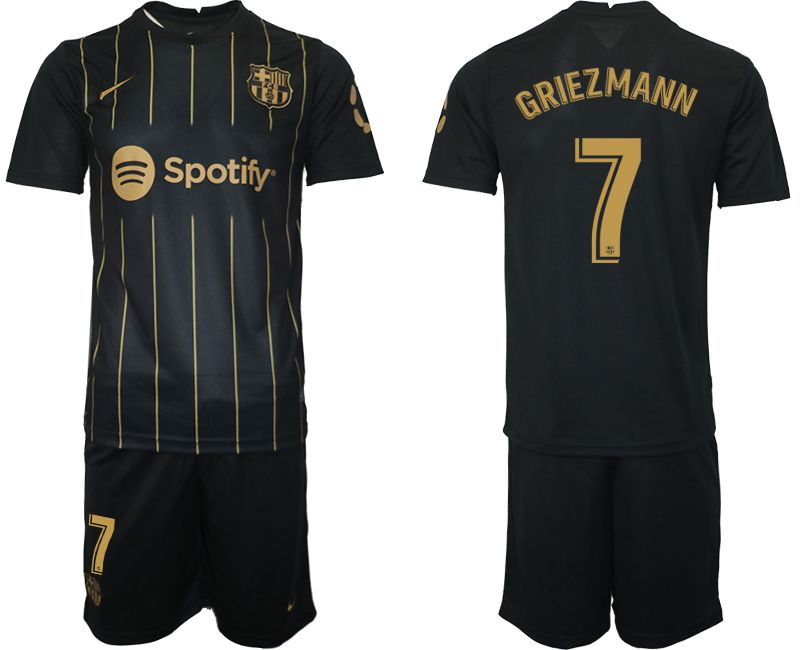 Men 2022-2023 Club Barcelona Black away #7 Soccer Jersey